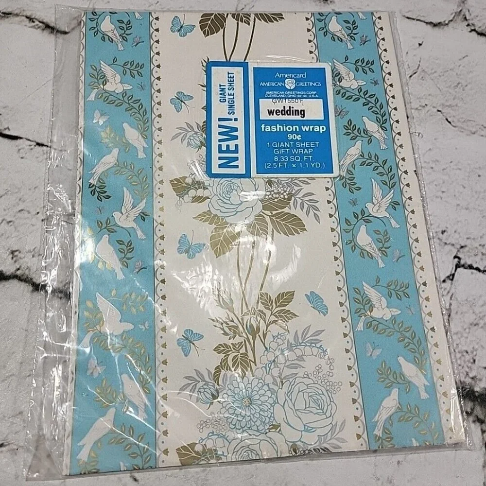 Vintage Wedding Wrapping‎ Paper Lot of 3 New Packages